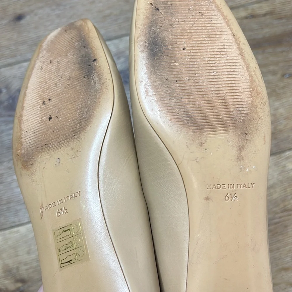 Everlane The 90’s Square Toe Tan Leather Heels Size 6 1/2 - Picture 8 of 9